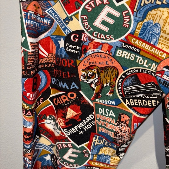 Krazy Larry Pull-On Ankle Pants Passport Colorful Hippie Electric Sz8 - Picture 5 of 15